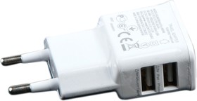 Блок питания (сетевой адаптер) для Samsung 2 USB выхода 2А, белый, европакет