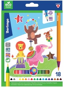 Пластиковые цветные карандаши Цирк 18 цветов, заточенные, картонная коробка CP_04818