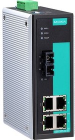 EDS-305-M-SC, Ethernet Switch, RJ45 Ports 4, Fibre Ports 1SC, 100Mbps, Unmanaged
