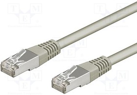 Patch cable, RJ45 plug, straight to RJ45 plug, straight, Cat 5e, SF/UTP, PVC, 250 mm, gray