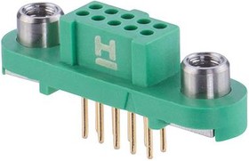G125-FV11005F2P, PCB Receptacle, Black / Green, Wire-to-Board, 1.25 мм, 2 ряд(-ов), 10 контакт(-ов)