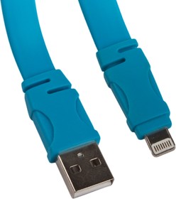 Фото 1/3 USB Дата-кабель линейка см. ft для Apple 8 pin плоский 1,2 метра, синий, европакет