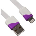 USB Дата-кабель для Apple 8 pin плоский в катушке 1 метр, фиолетовый
