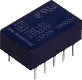 Фото 1/2 TQ2-9V, PCB Mount Non-Latching Relay, 9V dc Coil, 15.5mA Switching Current, DPDT