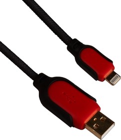 USB Дата-кабель KS-U505 для Apple iPhone, iPad, iPad mini 8 pin в жесткой оплетке красный, черный