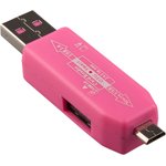 OTG Картридер LP слоты Micro SD, USB розовый, коробка