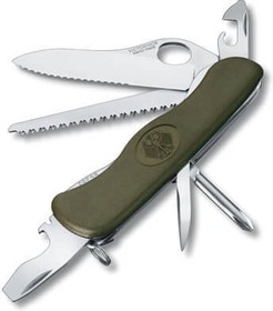 Фото 1/9 0.8461.MWCH, Нож Victorinox Soldiers Knife, 111 мм, 10 функций, зеленый