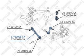 57-00098-SX, 57-00098-SX_рычаг задний нижний левый!\ Audi A3, VW Golf V/Passat B6/Touran 03