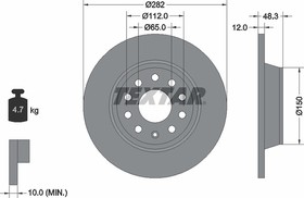 Фото 1/7 Диск тормозной задний с покрытием PRO AUDI/AUDI (FAW)/SEAT/SKODA/ VOLKSWAGEN/VOLKSWAGEN ( TEXTAR 92140803