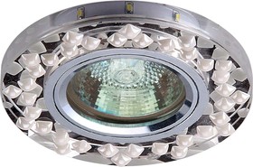 Встраиваемый светильник LED/MR16 3000К хром зеркальный+кристаллы мат. (12SMD 1,5Вт), FT 932