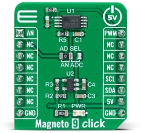 Фото 1/3 MIKROE-4778, Magneto 9 Click Hall Effect Sensor Add On Board for A1359 MikroBUS