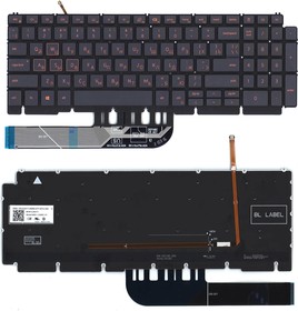 Клавиатура для ноутбука Dell G15 (5510) черная с красной подсветкой