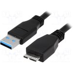 CU0026, Кабель, USB 3.0, вилка USB A, вилка micro USB B, никелированные