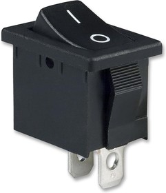 R1966ABLKBLKFF, SWITCH, ROCKER, SPST, 15A, 125VAC, BLACK