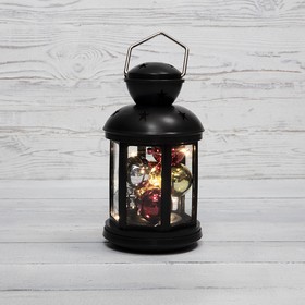 Фото 1/9 513-061, Декоративный фонарь с шариками 12х12х20,6 см, черный корпус, теплый белый цвет свечения