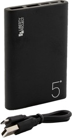 Фото 1/3 Универсальный внешний аккумулятор "LP" "Metal Series" 5000mAh Li-Pol 2хUSB выхода 2,1А + 1А черный