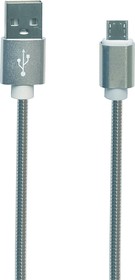 Фото 1/2 USB кабель "LP" Micro USB Металлическая оплетка 1м серебряный