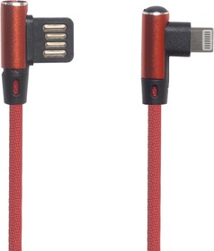 Фото 1/2 USB кабель "LP" для Apple Lightning 8 pin оплетка Т-порт 1м красный