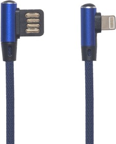 Фото 1/2 USB кабель "LP" для Apple Lightning 8 pin оплетка Т-порт 1м синий