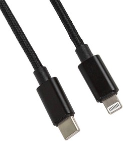 Фото 1/3 USB-C кабель "LP" Apple Lightning 8 pin Power Delivery 18W в текстильной оплетке черный