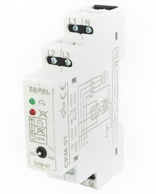 Фото 1/2 CKM-01, Модуль: реле контроля напряжения, DIN, SPDT, 250ВAC/10А, 1-5с