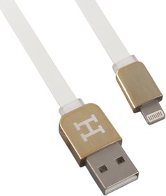 Фото 1/2 USB Дата-кабель Hermes для Apple 8 pin плоский белый с золотым