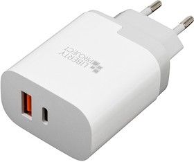 Фото 1/5 Блок питания (сетевой адаптер) "LP" USB-C PD 3.0 + USB QC 3.0 18W "Power Series" белый