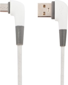 Фото 1/2 USB кабель "LP" Micro USB L-коннектор "Кожаный шнурок" белый