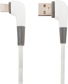 Фото 1/2 USB кабель "LP" для Apple Lightning 8 pin L-коннектор "Кожаный шнурок" белый