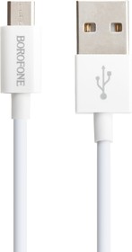 Фото 1/6 USB кабель BOROFONE BX22 Bloom MicroUSB 2.4A PVC 1м (белый)