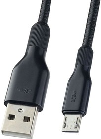 Фото 1/2 PERFEO Кабель USB2.0 A вилка - Micro USB вилка, силикон, черный, длина 1 м. (U4807)