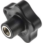 166346 Black Multiple Lobes Clamping Knob, M8, Threaded Hole