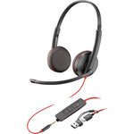Plantronics Poly Blackwire 3225 Stereo USB-C Headset +3.5mm Plug +USB-C/A ...