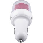 Автомобильная зарядка Роза розовая 2 USB выхода 2,1А, белая