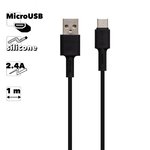 USB кабель BOROFONE BX31 Soft Silicone MicroUSB 2.4A силикон 1м (черный)