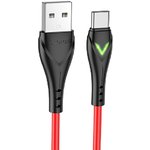 USB кабель BOROFONE BX65 Bright Type-C 3A TPE LED 1м (красный)