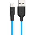 USB кабель HOCO X21 Plus Silicone MicroUSB 2.4А силикон 1м (синий, черный)