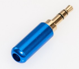Фото 1/2 PL2104, Разъем аудио 3.5мм штекер стерео металл на кабель в мини корпусе, синий, Gold, Pro Legend