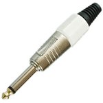 PL2129, Разъем аудио 6.35мм штекер моно металл цанга на кабель, белый, Pro Legend