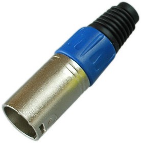 PL2173, Разъем XLR 3P штекер металл цанга на кабель, синий, Pro Legend