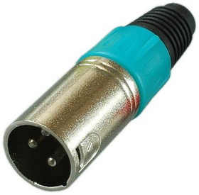 PL2174, Разъем XLR 3P штекер металл цанга на кабель, зеленый, Pro Legend