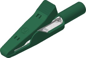 930319104, Alligator Clip 2 mm Connection, Stainless Steel Contact, 6A, Green