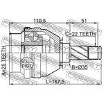 1811-Z18X, Шрус внутренний 25X35X22