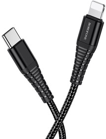 Фото 1/4 USB кабель BOROFONE BU27 Cool Victory Type-C - Lightning 8-pin 3A, 20W PD нейлон 1м (черный)