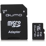 Флэш карта MicroSDHC 64Gb QUMO QM64GMICSDXC10U1 {MicroSDXC Class 10 UHS-I ...