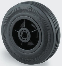Фото 1/2 PVR100-12LM44, Black Rubber Ageing Resistant Trolley Wheel, 75kg