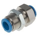 QSS-12-F, QSS Series Bulkhead Tube-to-Tube Adaptor, Push In 12 mm to Push In 12 ...