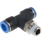 QST-1/4-10, QS Series Tee Threaded Adaptor, Push In 10 mm to Push In 10 mm ...