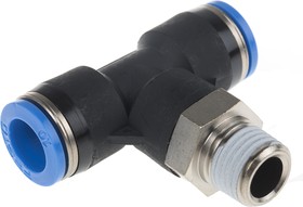 Фото 1/2 QST-1/4-10, QS Series Tee Threaded Adaptor, Push In 10 mm to Push In 10 mm, Threaded-to-Tube Connection Style, 153112