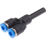 QSY-6H-4, QSY Series Y Tube-to-Tube Adaptor, Push In 6 mm to Push In 4 mm ...
